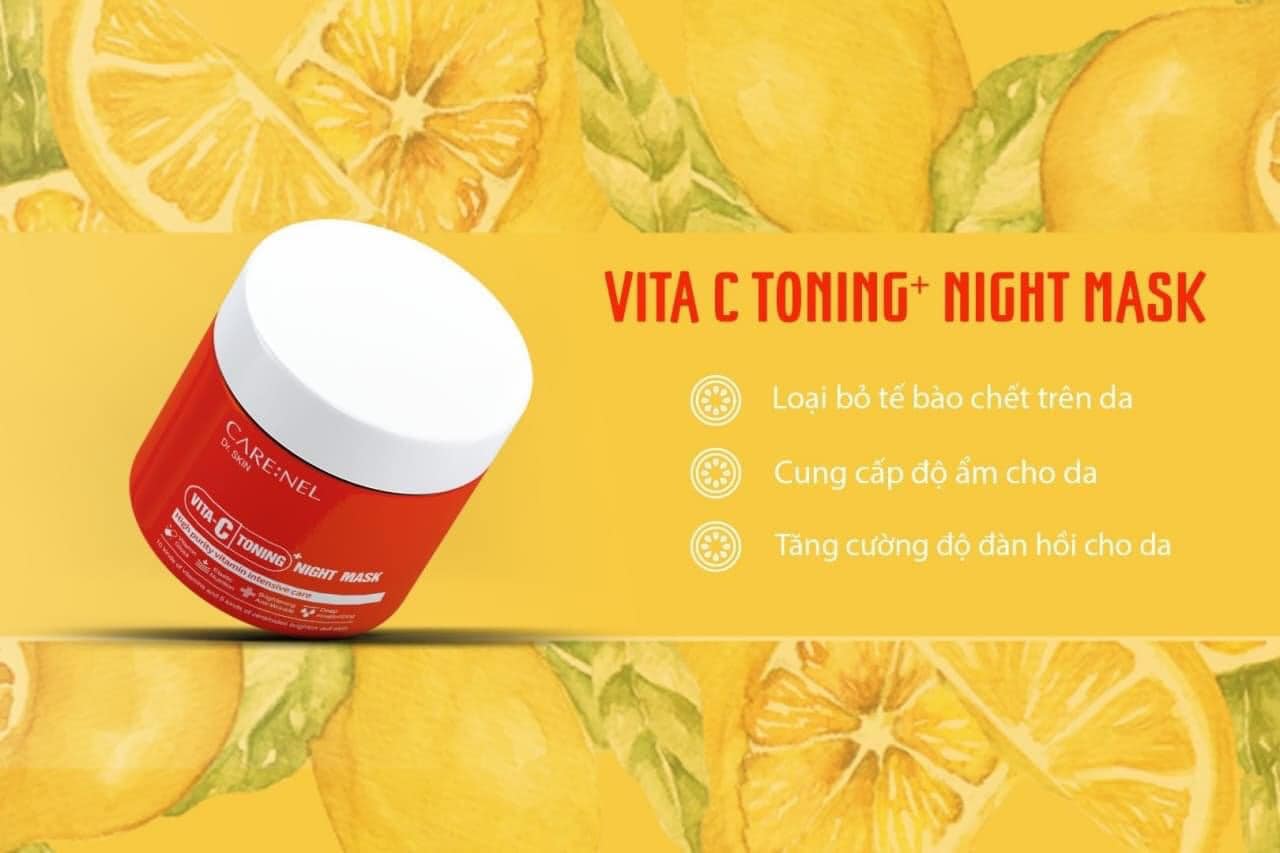 Mat Na Ngu Duong Trang Da Giau Vitamine Carenel Vitac Toning Night Mask